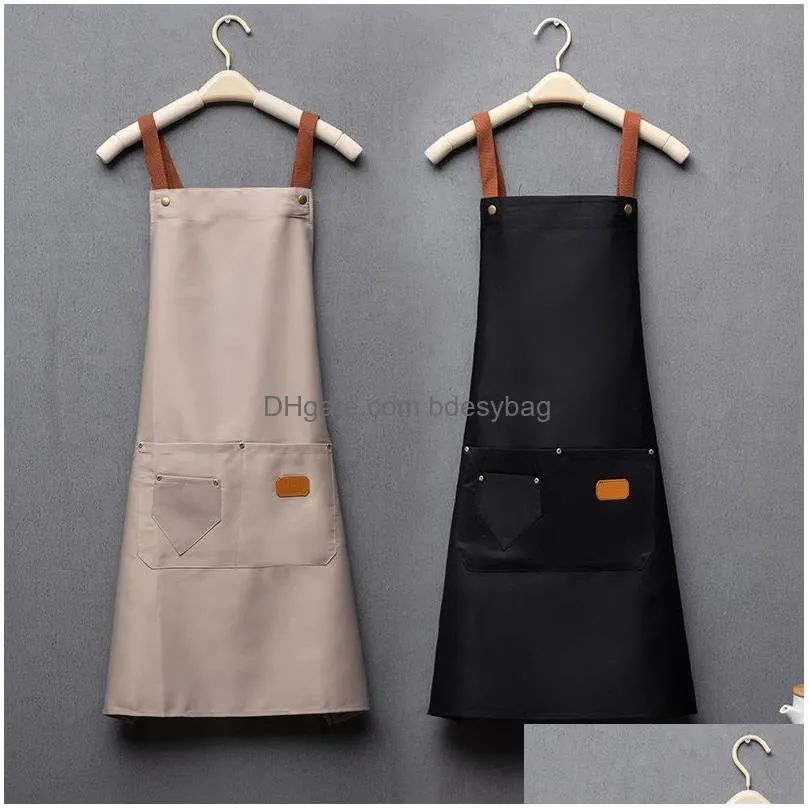 Aprons Fashion Kitchen Aprons For Woman Men Chef Work Apron Grill Restaurant Bar Shop Cafes Beauty Nails Studios Uniform Drop Delivery Dhp0G