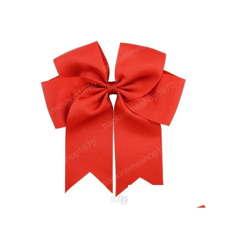 wholesale 6 large cheer bow baby girl solid ribbon cheer bows with alligator clip handmade girls cheerleading bows