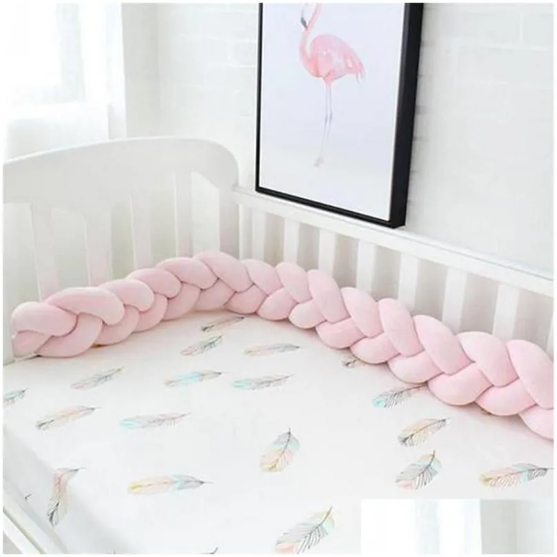 Bedding Sets 2M Baby Bumper Bed Braid Knot Pillow Cushion Solid Color For Infant Crib Protector Cot Room Decor Drop Ship2803