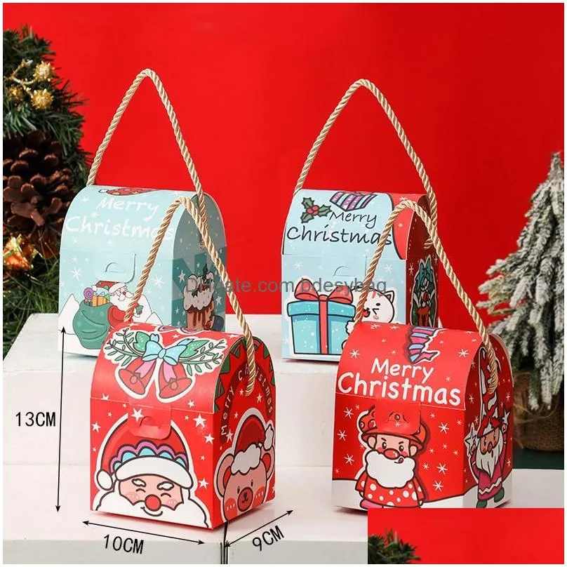 Gift Wrap Merry Christmas Eve  Box Bow Ribbon Candy Case Santa Claus Gift Packaging Xmas New Year Party Decor Supplies Drop Deliv Dhbnq