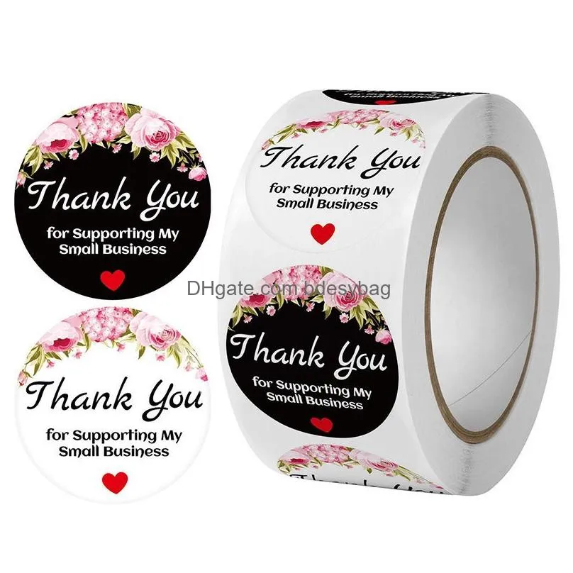 Adhesive Stickers Wholesale Thank You Stickers Pink Bronzing Wedding Labels Personalized Envelope Seals Gift Decorations 500Pcs/Roll D Dhdgf