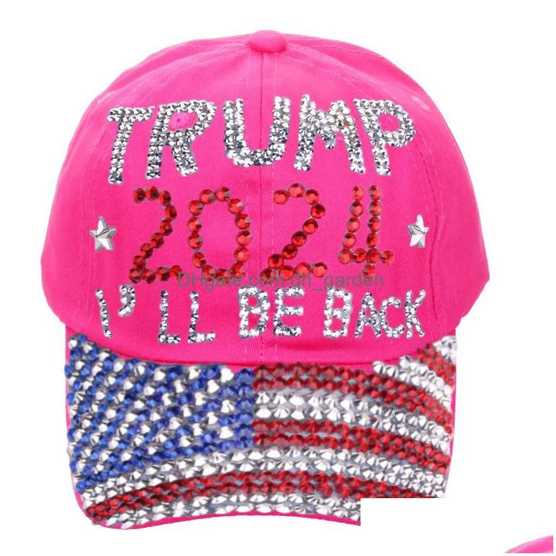 diamond striped american flag baseball cap 2024 trump denim sun hat letter peaked cap