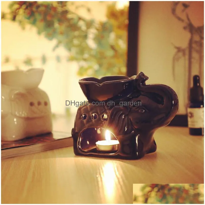 elephant ceramic  aroma oil lamp petal incense burner candlestick diffuser candle holder home decoration ornaments