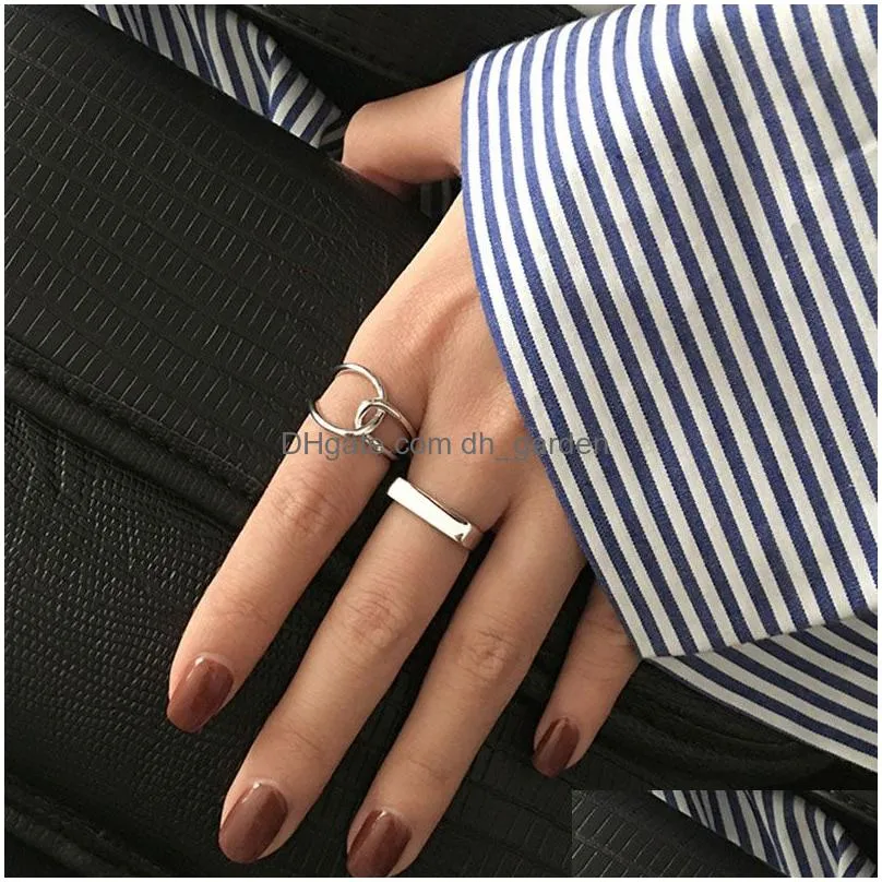 Band Rings Minimalist Sier Color Finger Rings Charm Women Girl Thai Jewelry New Fashion Cross Twining Handmade Ring Drop Del Dhgarden Otlvi