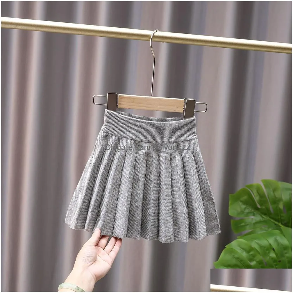 skirts kids girls knitted skirts autumn winter pleated skirts children princess school skirts teenage girls cotton skirts 230425