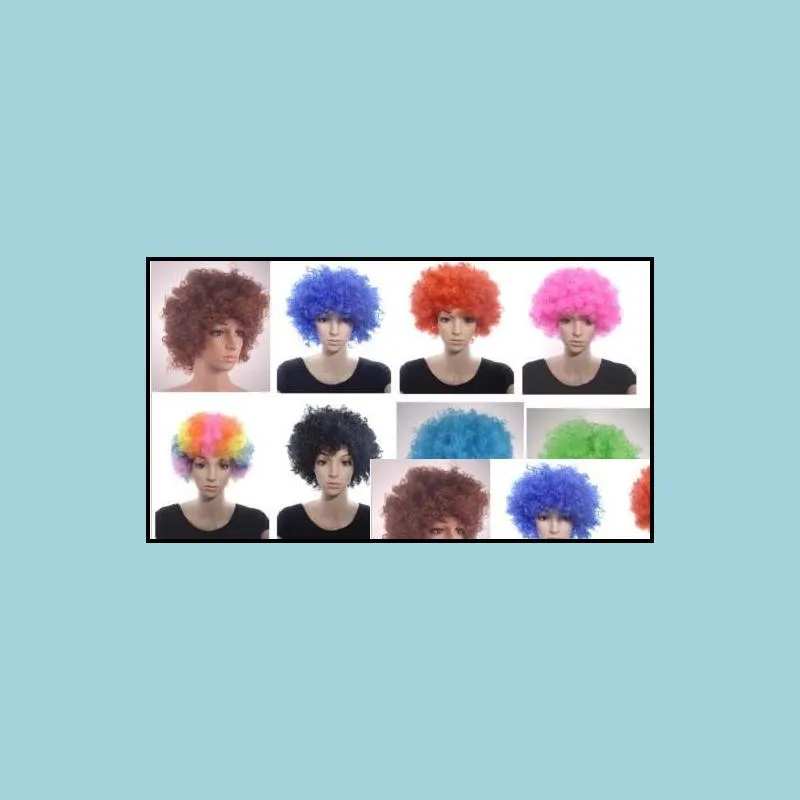uni clown fans carnival wig disco circus funny fancy dress party stag do fun joker adult child costume afro curly hair wig event