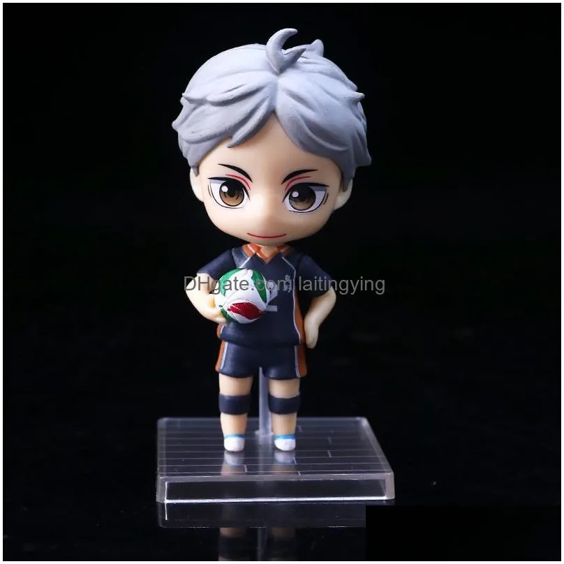 6pcs/set haikyuu cute pvc anime figure toys hinata shoyo tobio kenma tooru yuu kei model nekoma action figma sport doll juguetes q1123