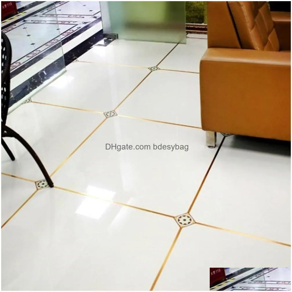 Tile Stickers Gold Self Adhesive Tile Sticker Waterproof Wall Gap Sealing Tape Strip Floor Beauty Seam Stickers Home Decoration Decals Dhfqa