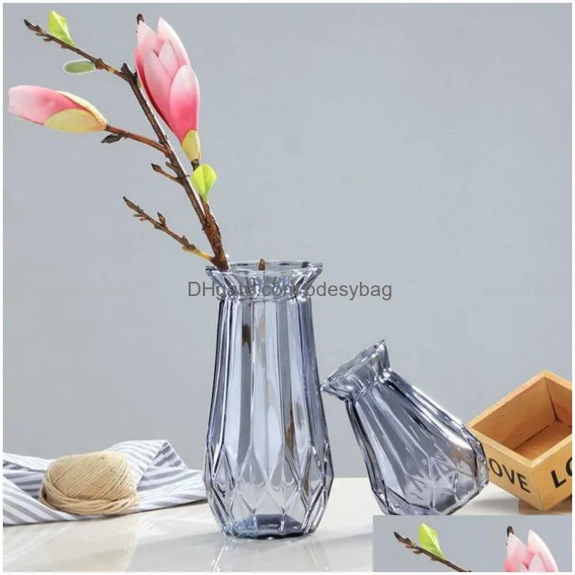 Vases Geometric Flower Glass Vases Origami Arranging Green Plants Hydroponic Device Nordic Vase Decoration Drop Delivery Home Garden H Dhkmd