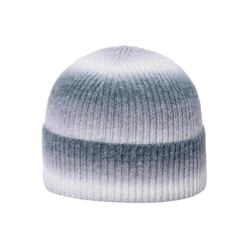 Many Colors Tie Dye Knitted Beanies Women Autumn Winter Thick Warm Hat Rainbow Hats Girl Outdoor Cap