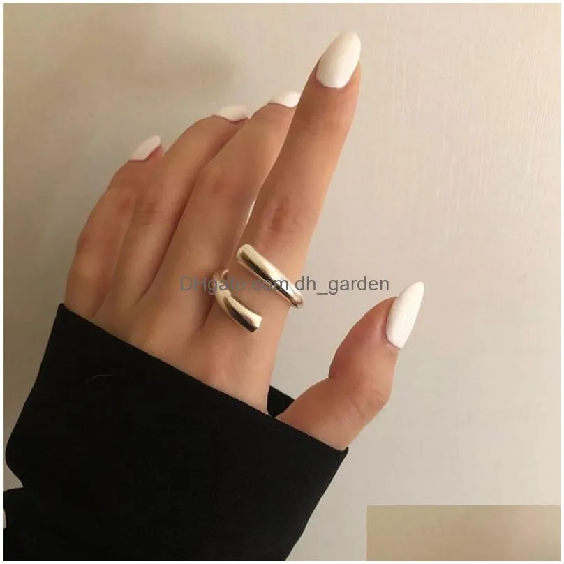 Band Rings Minimalist Sier Colour Ring For Women Fashion Creative Hollow Irregar Geometric Rings Set Birthday Party Jewelry Dhgarden Otgwx