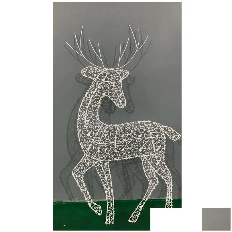 Christmas Decorations Christmas Decorations 3Pcs Glowing Reindeer Decoration Iron Shees Home Garden Yard Ornament Outdoor Navidad Deco Dhqwd