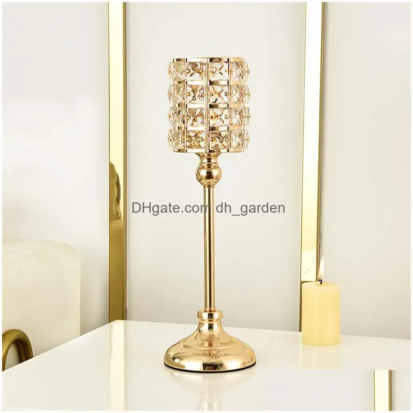 creativity crystal candle holder retro metal vertical candlestick wedding christmas holiday home decoration candelabrum gift