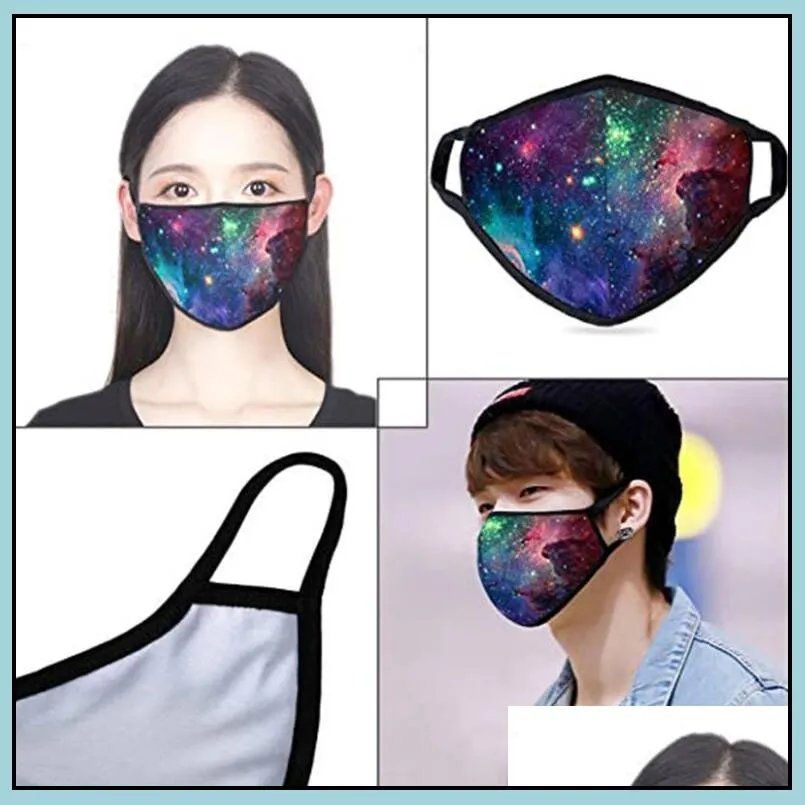 shark face mask adults teen prints starry sky mouth covers anti dust windproof