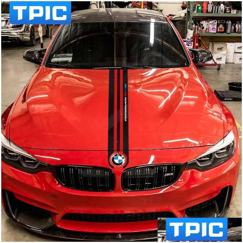 Car Stickers Car Styling Stickers Carbon Fiber Hood Sticker Decals M Performance Decor For E90 E46 E39 E60 F30 F10 F15 E53 X5 X6873940 Dhkxg