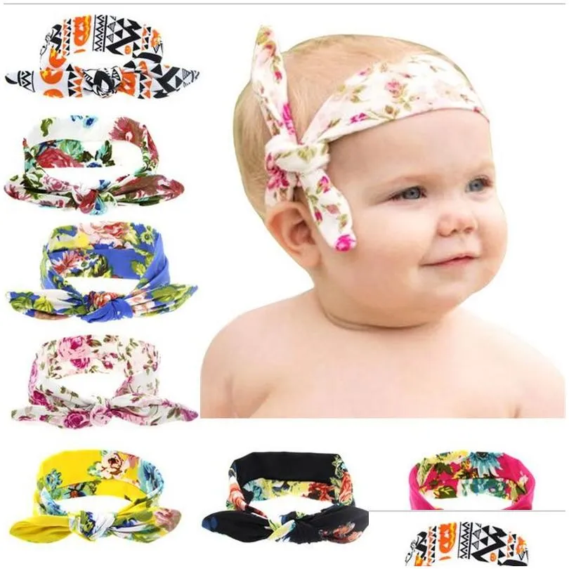 36 colors baby headbands flower cotton bands girls turban twisted knot bunny ear floral kids hair accessories plaid headwear