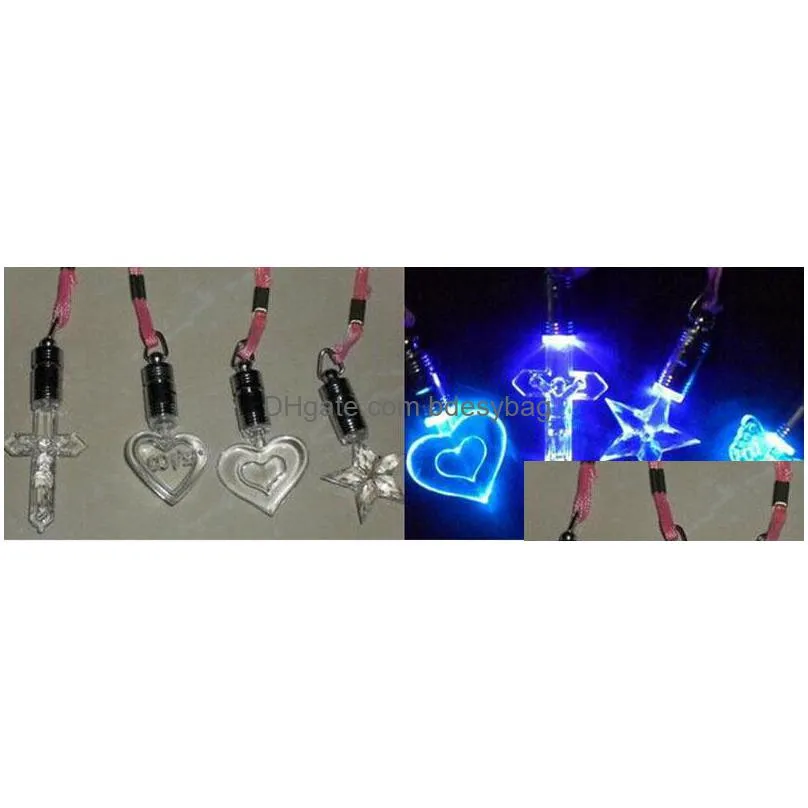 novelty flash led necklace heart star butterfly pendant glow in the dark christmas party decorations gift for kids za4588