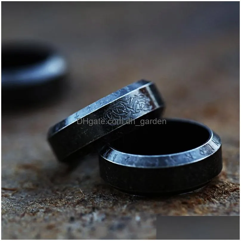 Band Rings Stainless Steel Odin Norse Rings Amet Rune Men Ring Fashion Words Retro Jewelry Lr-R133 Drop Delivery Jewelry Ring Dhgarden Otgqj