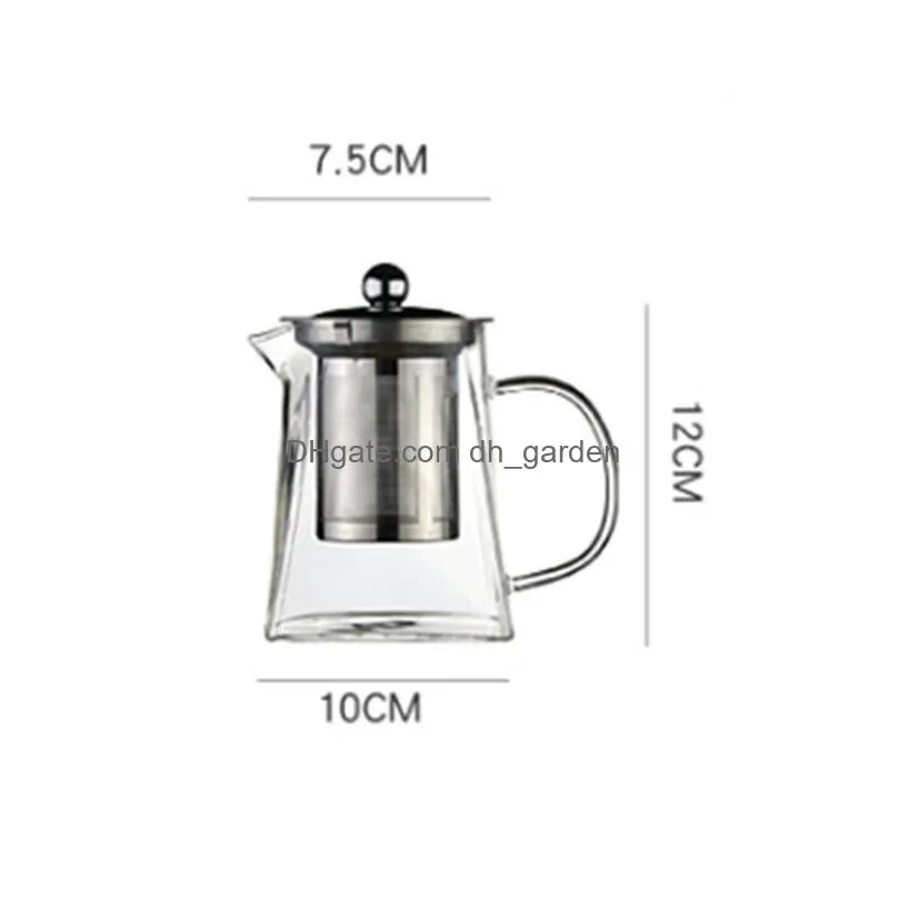 350ml clear borosilicate glass teapot tea tool with stainless steel infuser strainer heat resistant loose leaf teas pot