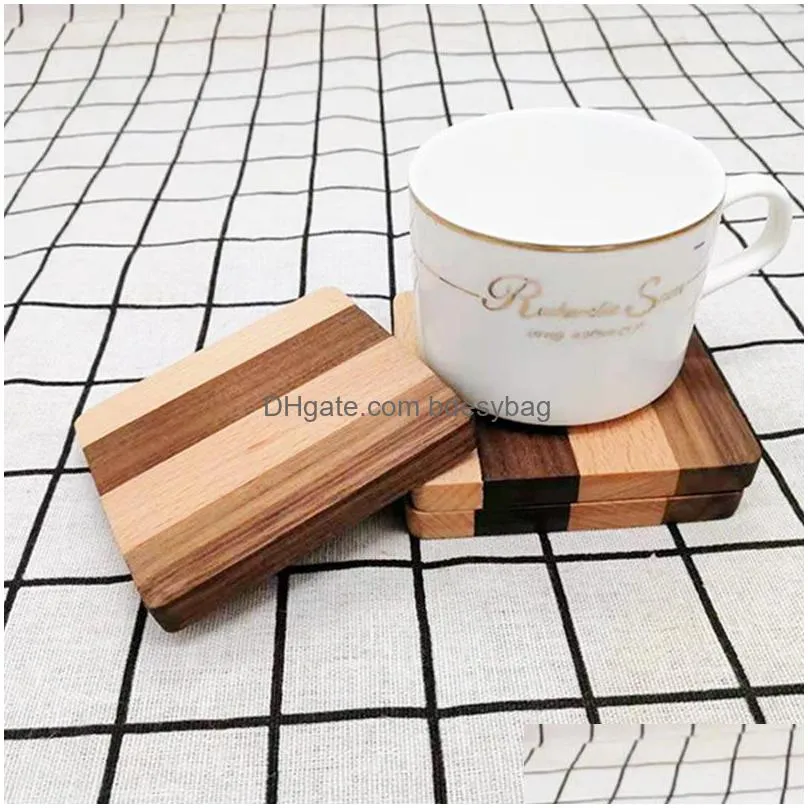 wooden coaster placemats walnut wood nonslip cup mat insulated teacup pad heat resistant home tea coffee cup pad lx3439