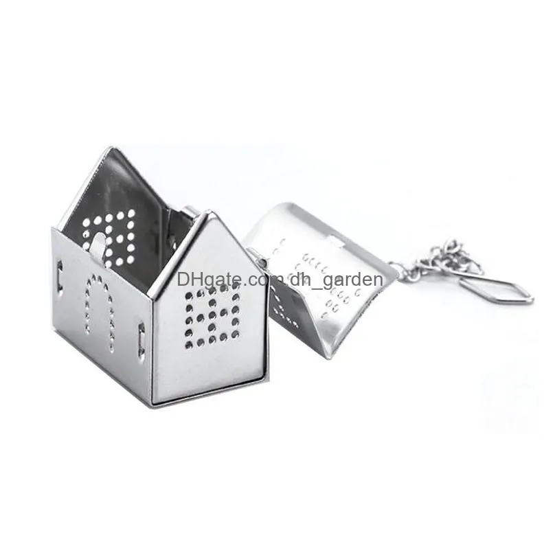 stainless steel tea strainers creative house shape teas infuser home coffee vanilla spice filter diffuser reusable