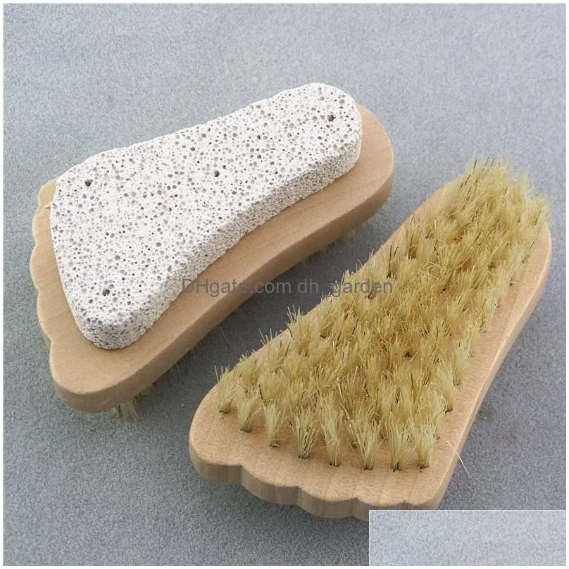 natural bristle brush foot exfoliating dead skin remover pumice stone feet wooden cleaning brushs household shower spa massager