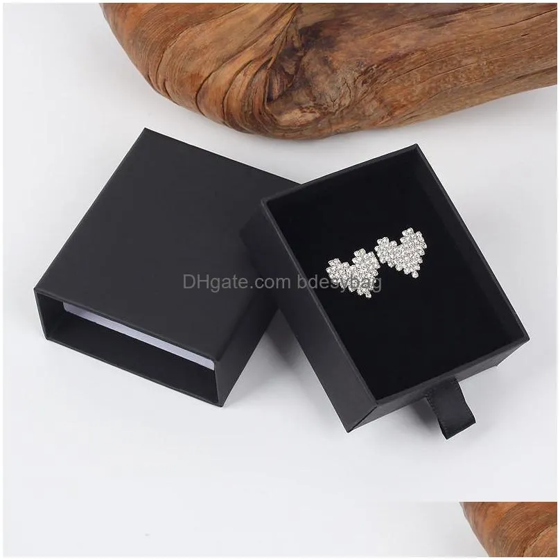 luxury elegant 8x7x3cm drawer box with spong for jewelery display earring necklace packaging drawer box with ribbon lx1622