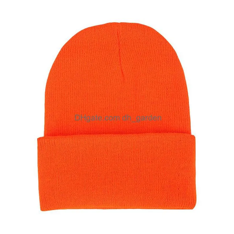 pure color knitted hats men and women outdoor warm hat embroidery wool hat simple beanie cap custom logo