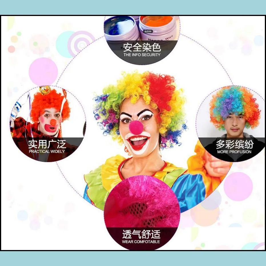 men lady clown fans carnival wig disco circus funny fancy dress party stag do fun joker adult child costume afro curly hair wig party