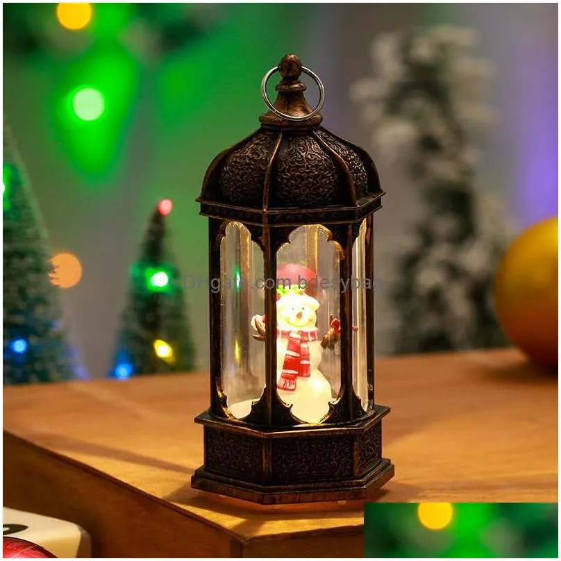 Christmas Decorations Telephone Booth Candle With Holder Led Light Christmas Decorations Candles Cages Elk Santa Claus Printing Candle Dhrme