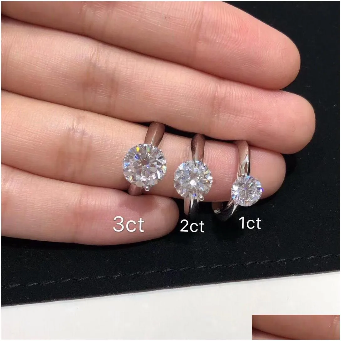 have stamp claw 1-3 karat cz diamond 925 sterling silver rings anelli for women marry wedding engagement rings sets lovers gift