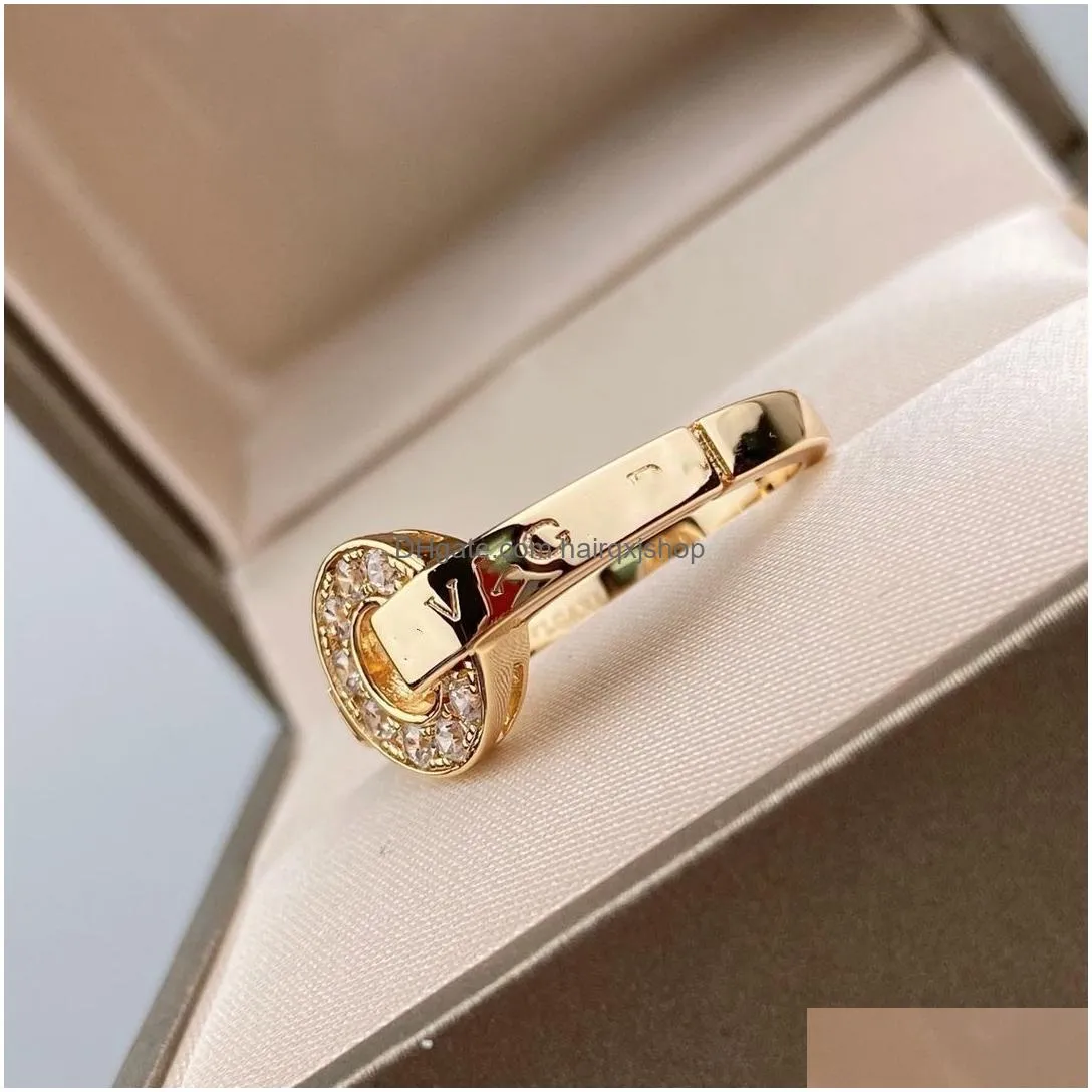 Band Rings Designer Ring Ladies Rope Knot Luxury With Diamonds Fashion Rings For Women Classic Jewelry 18K Gold Plated Rose Wedding Dr Dhdni