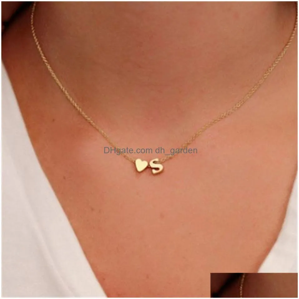 Pendant Necklaces 6Mm Heart Dainty Initial Diy Necklace Gold Color Letter Choker For Women Pendant Jewelry Gift Drop Deliver Dhgarden Otuhi