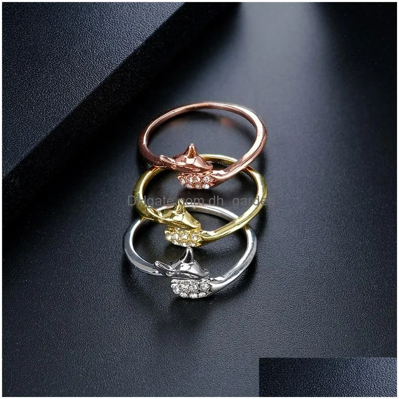 Band Rings Lovely Rose Gold Fox Ring For Women Gothic Anillos Mujer Animal Micro Crystal Engagement Boho Vintage Rings Jewel Dhgarden Otju8
