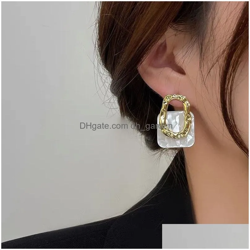 Stud Acrylic Resin Geometric Square Earring Hanging Stud Earrings New Fashion Hollow Metal Trendy Jewelry Gift Drop Delivery Dhgarden Otwpn