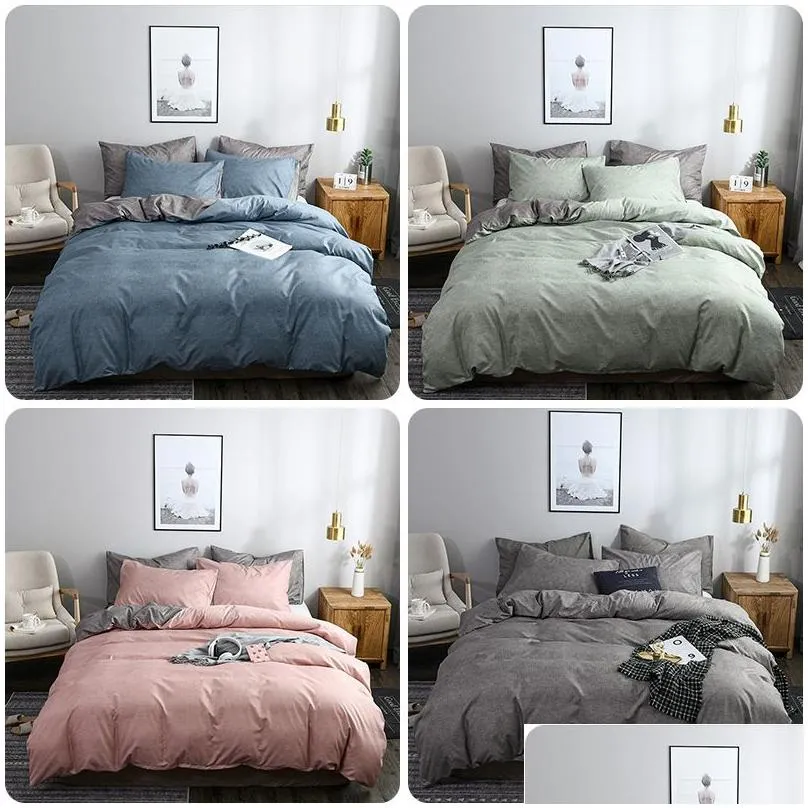 bedding sets euro america plain king queen size bedding set twin full ab double-sided design bedding sets single double bed duvet cover set