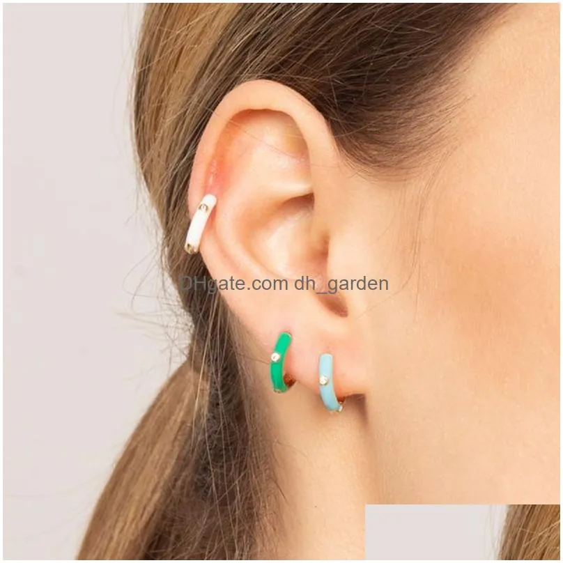 Hoop & Huggie New Round Hoop Earrings Mticolor Crystal Zirconia Small Hie Cartilage Earring Helix Tragus Piercing Jewelry Dr Dhgarden Otdhb