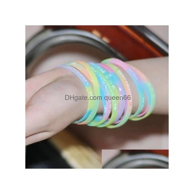 Jelly Whole 100Pcspack Mix Lot Luminous Glow In The Dark Sile Wristbands Bangle Brand New Drop Mens Womens Party Gifts7693075 Jewelry