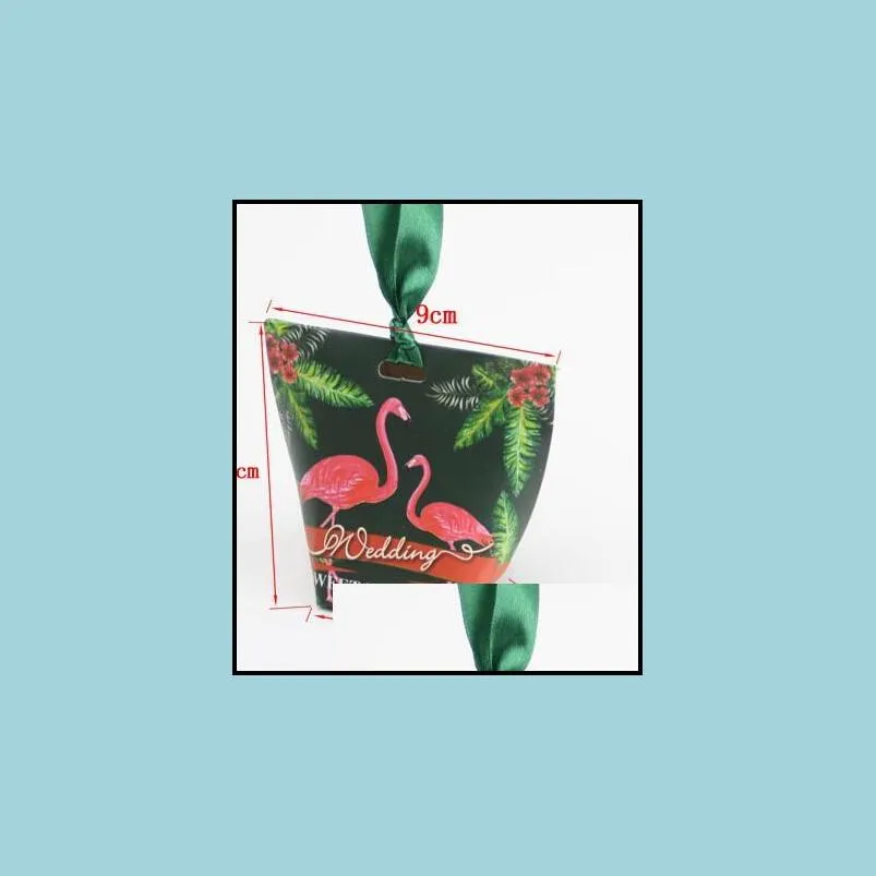 wedding kraft paper bags flamingo event hawaii party gifts bags packaging candy favors boxes hen night table decoration rose green gift