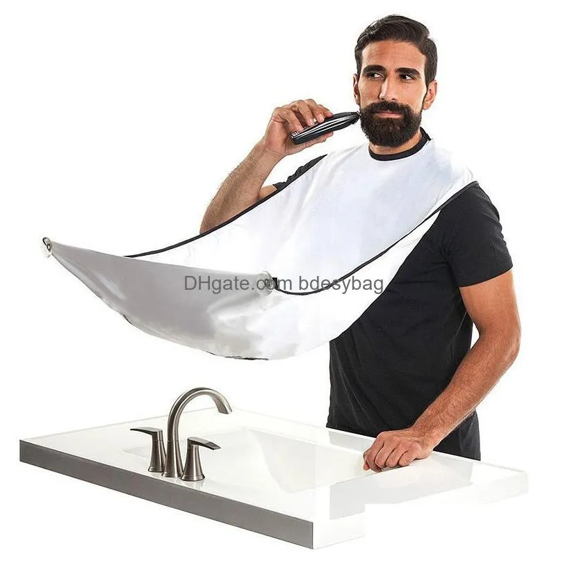 Aprons Beard Catcher Bib Apron Men Shaving Trimming Waterproof Non-Stick Cape Grooming Cloth With Suction Cup Drop Delivery Home Garde Dhhkp