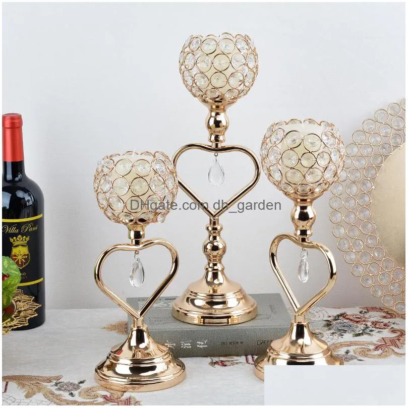 crystal candle holders metal iron candlestick heartshaped romantic wedding decorations ornaments