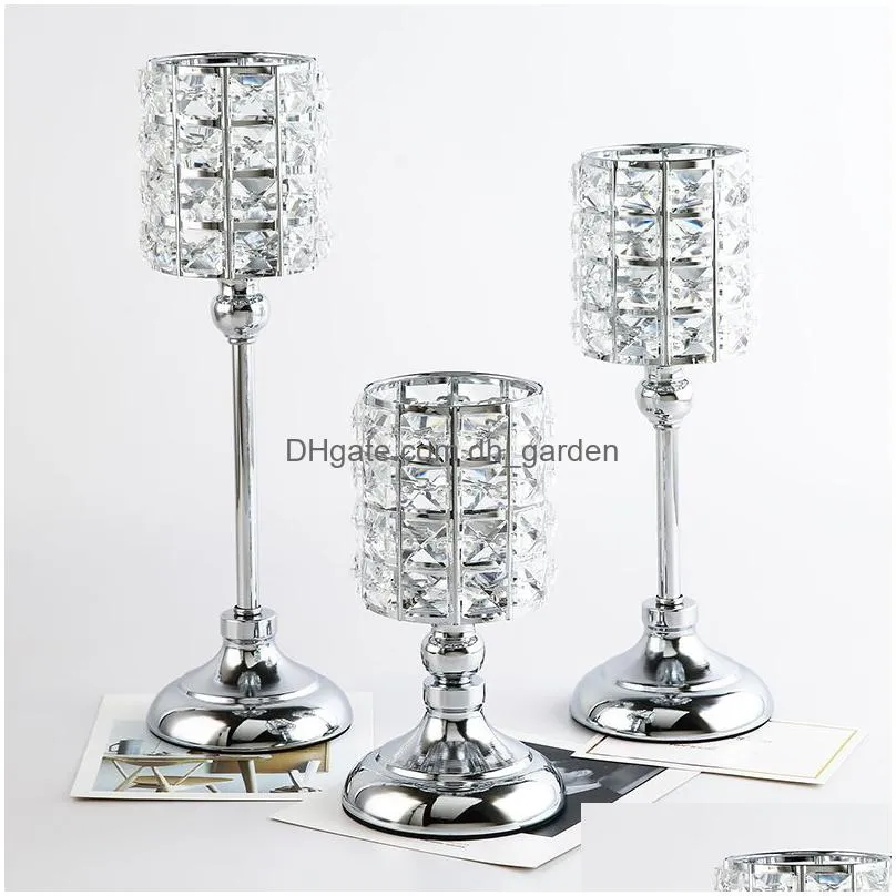 creativity crystal candle holder retro metal vertical candlestick wedding christmas holiday home decoration candelabrum gift