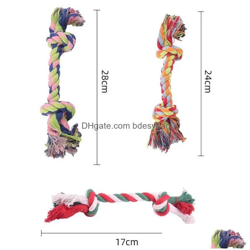 Dog Toys & Chews Double Knot Chew Rope Toys Dog Puppy Cotton Chews Toy Durable Braided Bone 17-28Cm Funny Tool Pet Supplies Drop Deliv Dh705