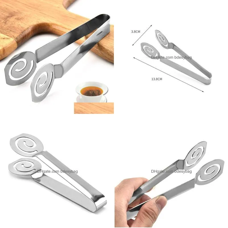 stainless steel tea bag clip teabag tongs food bread lemon slices pliers kitchen baking tool tea leaf strainer clip lx5447