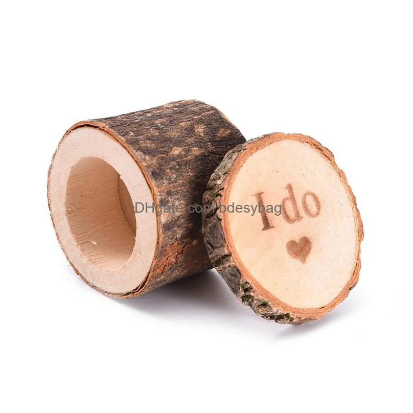 country retro wedding ring necklace earrings box holder shabby chic rustic wooden bearer mini box for lover lx0486