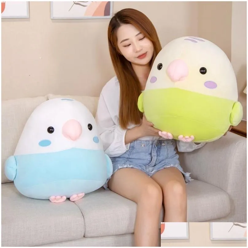 Stuffed Plush Animals 30/40cm Cartoon Fat Round Budgerigar Parrot Plush Toys Stuffed Animal Doll Soft Bird Pillow Cute Birthday Gift for Kids Girls