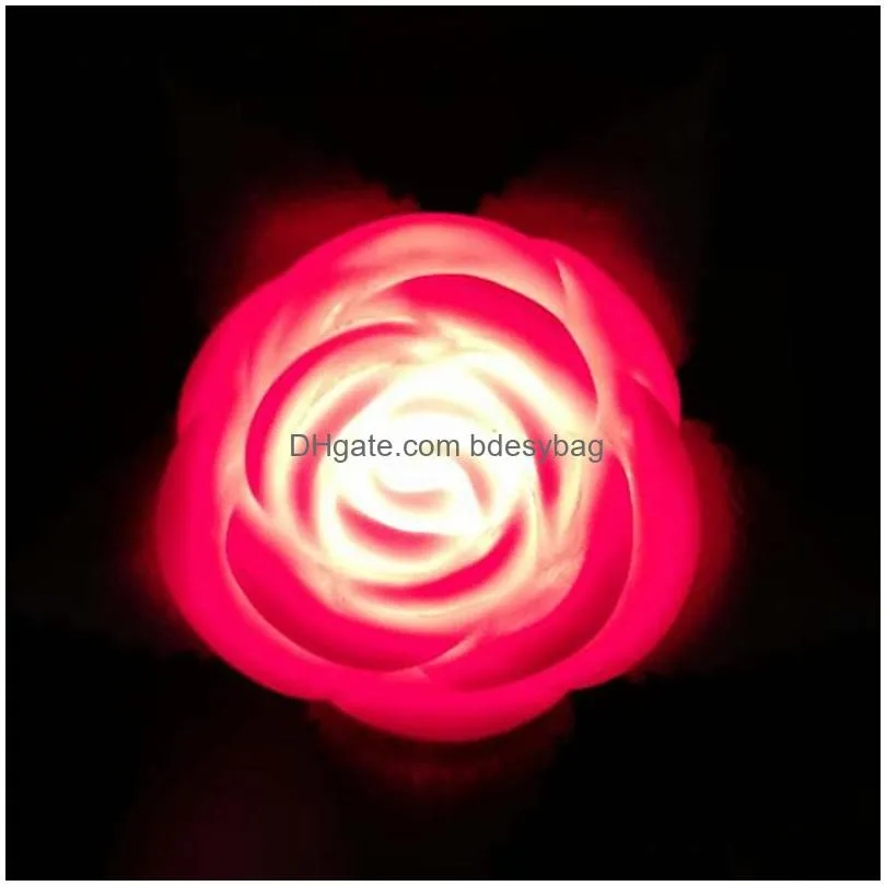valentines day gift romantic artificial colorful led rose flower flash luminous rose lamp wedding decoration lz1675