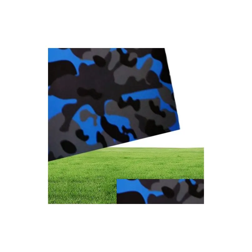 Car Stickers Arctic Blue Snow Camo Car Wrap With Air Release Gloss Matt Camouflage Ering Truck Boat Graphics Self Adhesive 152X30M 822 Dh0V4