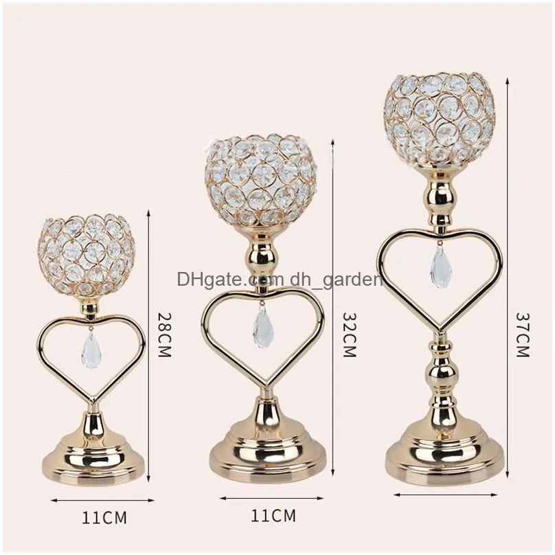 crystal candle holders metal iron candlestick heartshaped romantic wedding decorations ornaments