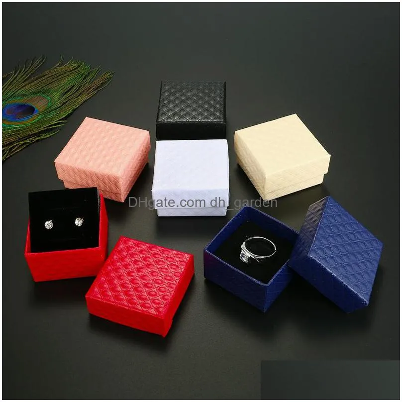 paper jewelry gift boxes gifts wrap square design rings display show case diamond pattern weddings party couple jewelrys packaging box